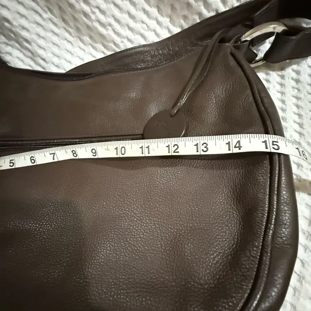 Hampton Potter Genuine Cowhide Brown Leather Shoulder Bag concealed compartment